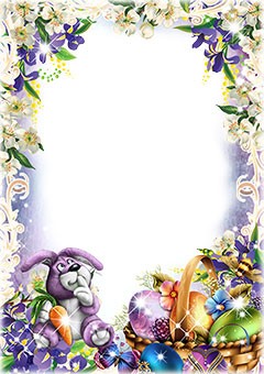 Easter photo frame in violet colors