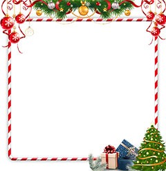Bright red and white frame with a New Year decorations