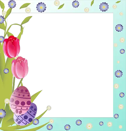 Photo frame - Easter frame border with bright flowers
