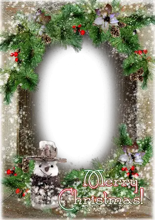 Photo frame - Happy Holidays and Merry Xmas with snowman