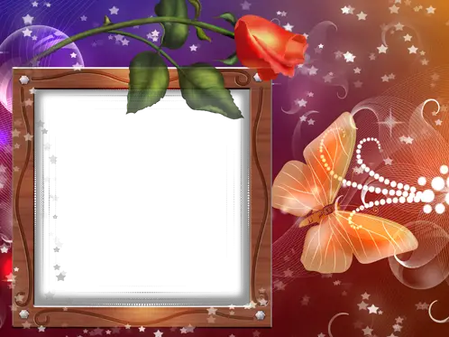Photo frame - Rose and butterfly