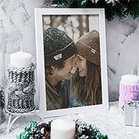 Photo effect - Photo frame among Winter decoration