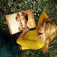 Photo effect - Girl is lying on the grass