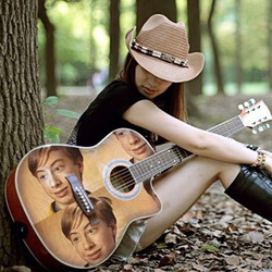 Efeito de foto - Menina romântica com uma guitarra