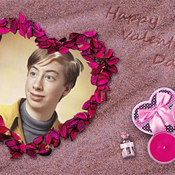Foto efecto - Día de San Valentín. Corazón de pétalos de rosas