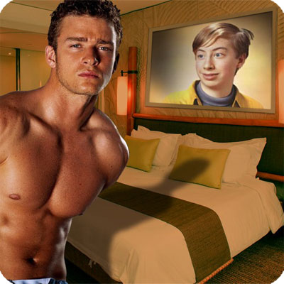Efeito de foto - Justin Timberlake em um quarto