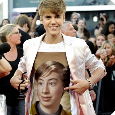 Efektu - Grūti noticēt, jums ir uz t-kreklu ar Justin Bieber