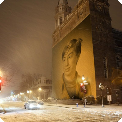 Photo effect - Snowy winter came to the city