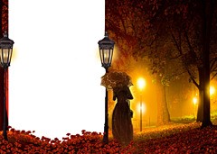 Geheimzinnig licht in de herfst 's nachts