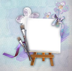 Canvas with the purple brushes