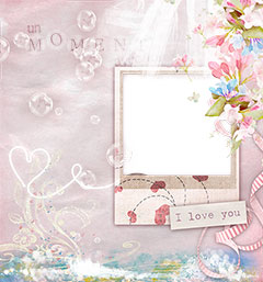Love photo frame with hearts