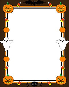 Halloween border with ghosts and pumpkins