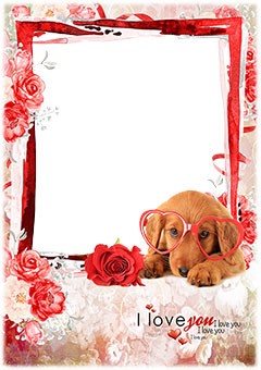 Say love you with a photo frame with a cute dog