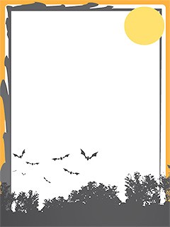 Halloween photo frame border with flying bats
