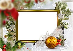 New Year golden frame with decorations