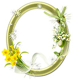 Oval floral frame with yellow  narcissists