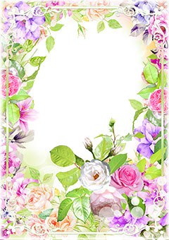 Classic frame with painted flowers
