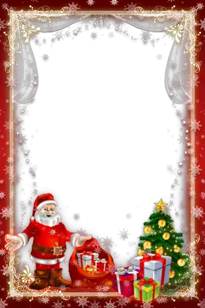 Photo frames. Santa, Christmas tree and gifts