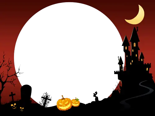 Marcos de fotos. Calabaza, el cementerio, la noche oscura... terror!