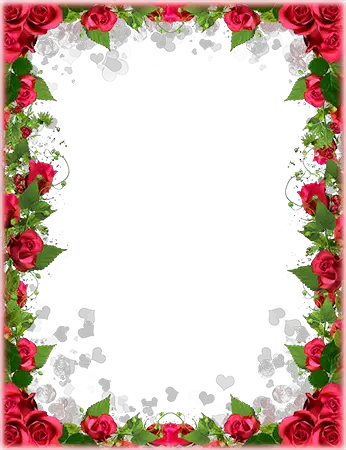 Photo frames. Red roses border