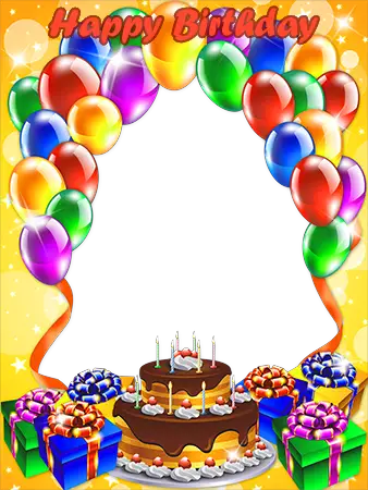 Foto rāmji - Birthday cake with balloons