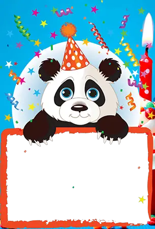 Molduras para fotos - Birthday frame with cute Panda
