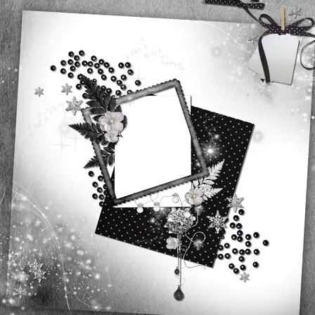 Cadre photo - Page scrap noir-blanc