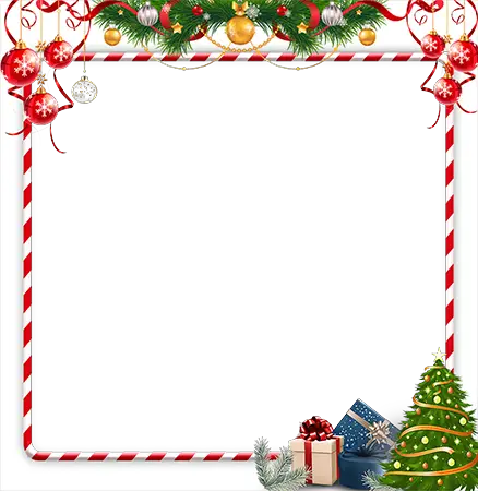 Foto rāmji - Bright red and white frame with a New Year decorations