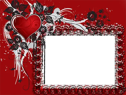 Photo frame - Bright red heart