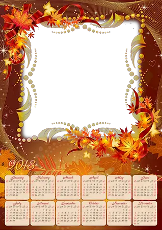 Photo frame - Calendar 2018. Magic Autumn leaves