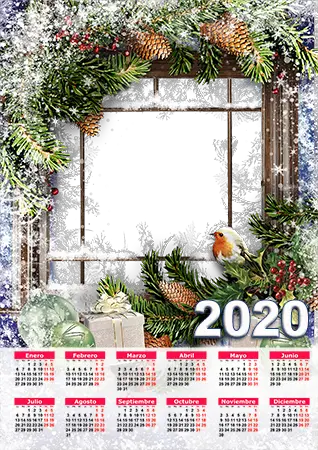 Marco de fotos - Calendar 2020. Snowy window