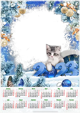 Molduras para fotos - Calendar 2023. Cute kitten
