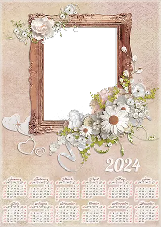 Cadre photo - Calendar 2024. Vintage frame