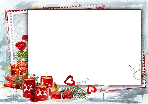 Фоторамка - Christmas frame with hearts and candles