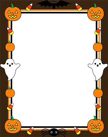 Фоторамка - Halloween border with ghosts and pumpkins
