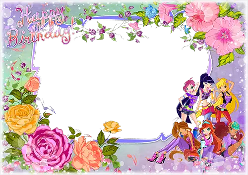 Photo frame - Happy Birthday with fairies from Winx club