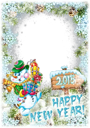 Molduras para fotos - Feliz Ano Novo a partir do boneco de neve