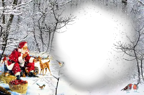 Фоторамка - Добрый Дедушка Мороз в глухом лесу
