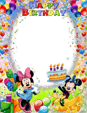 Photo frame - Mickey and Minnie Mouse wish you a Happy Birthday