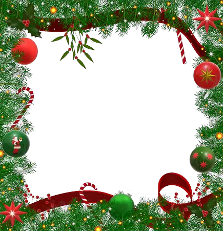 Photo frame - New Year border with red and green balls