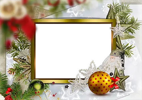 Cornici fotografiche - New Year golden frame with decorations