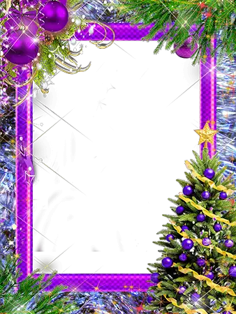 Photo frame - New Year tree with violet decorations