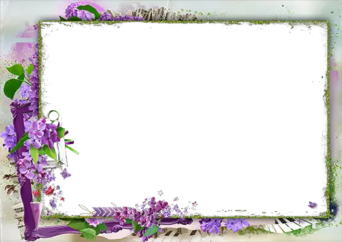 Marco de fotos - Photo frame surrounded with lilac flowers