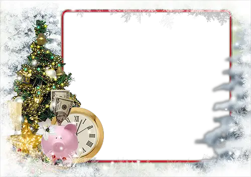Molduras para fotos - Piggy bank under the New Year tree