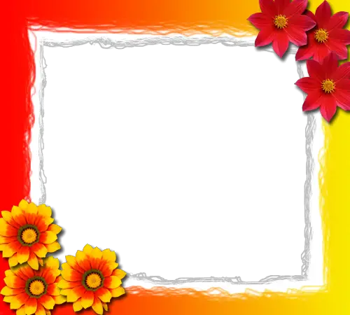 Foto rámeček - Červené a žluté květy