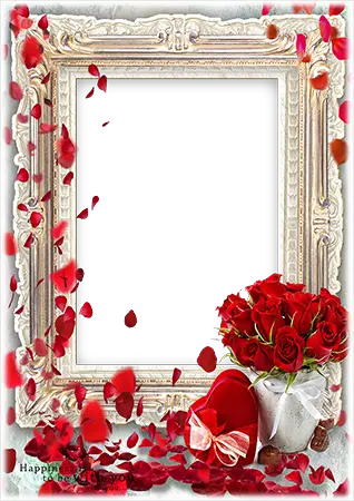 Photo frame - Red hearts and red roses