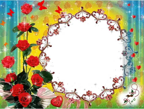 Foto rámeček - Růže a motýli
