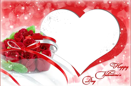 Фоторамка - День Святого Валентина. Розы в форме сердца