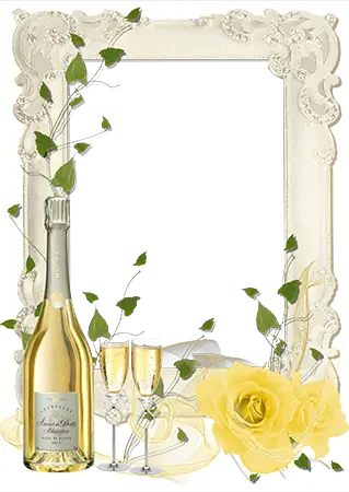 Cadre photo - Champagne de mariage et roses délicates