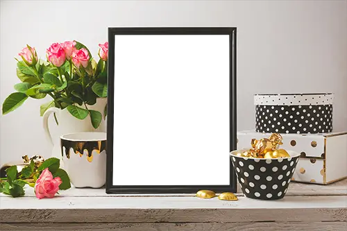 Photo frame - Wooden frame and roses